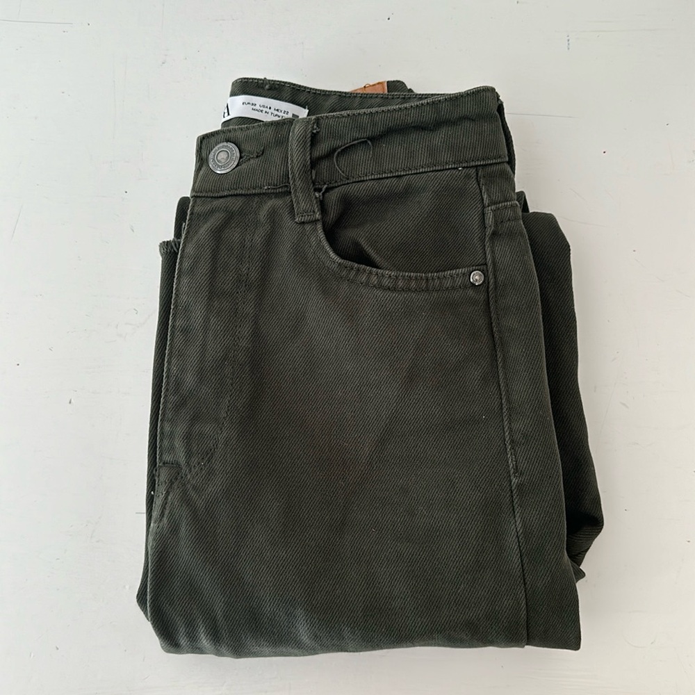 army green zara jeans